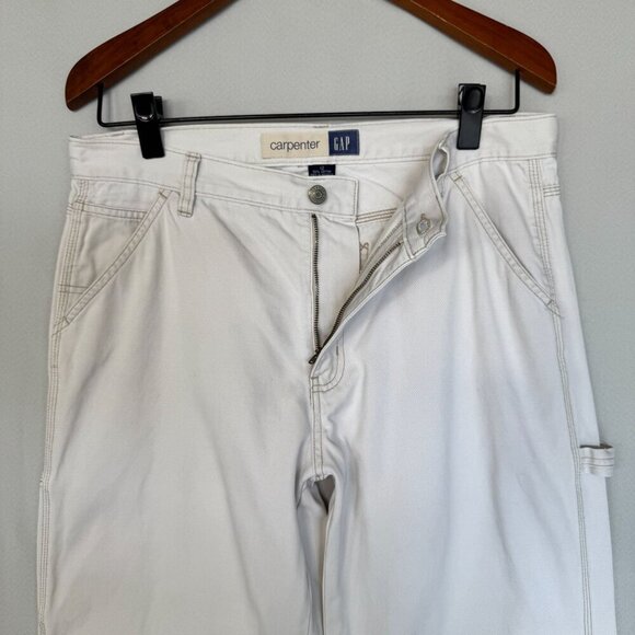 90s Vintage Gap 100% Cotton Bone Carpenter Mid Rise Straight Leg Jeans Size 10 - Picture 5 of 15